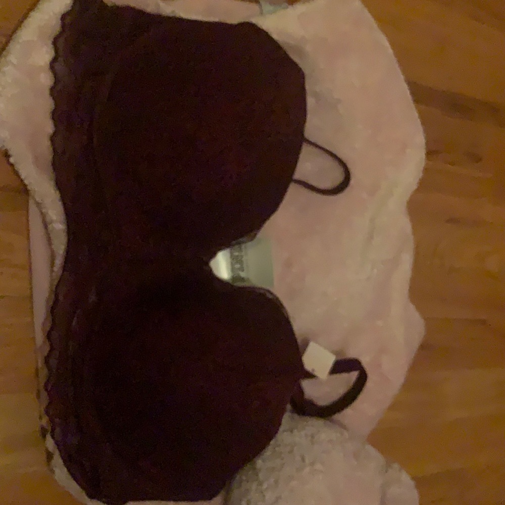 Pink NWT burgundy lace bra with orange on back of straps